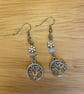 Lazy Daisy Tree of Life Dangle Earrings With Rose Quartz - Silver Colour Metal  - Image 3