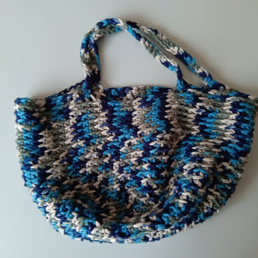 Crochet Tote Bag (Camouflage Blue) - cool and practical!
