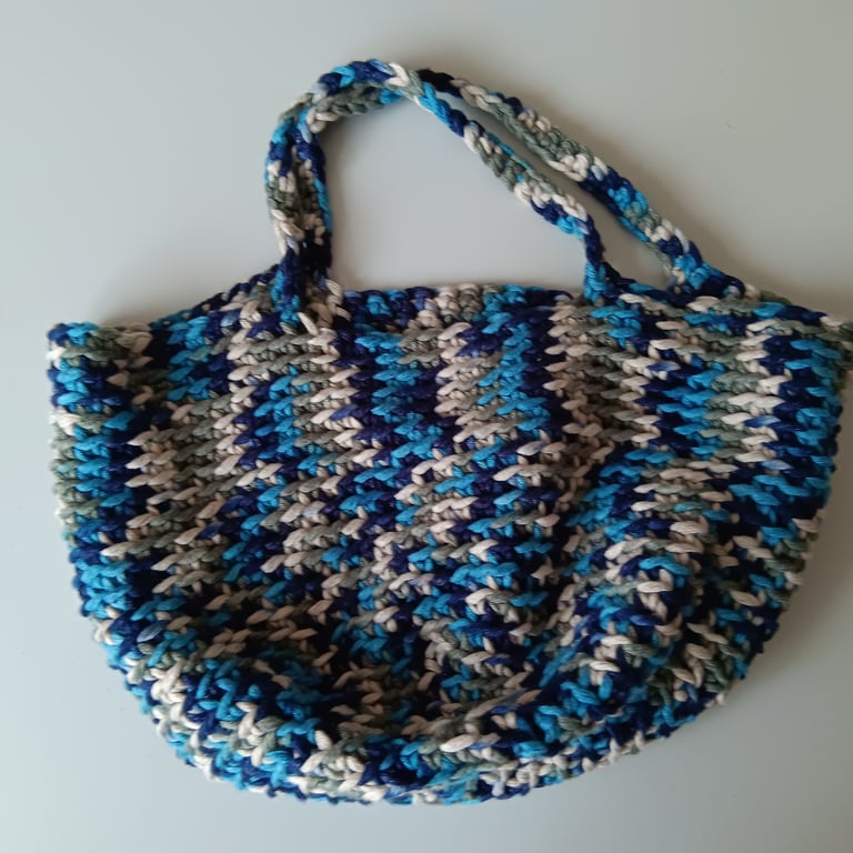 Crochet Tote Bag (Camouflage Blue) - cool and practical!