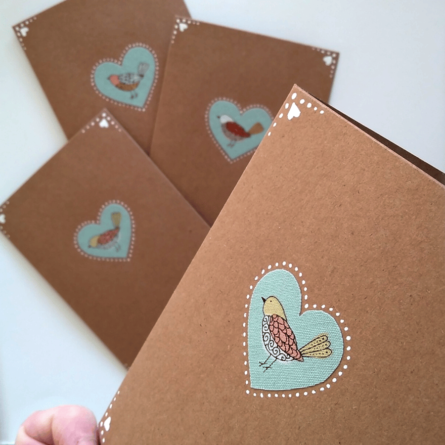 Pretty bird notecards, pack of 4, blank, any occasion cards, POSTAGE INCLUDED