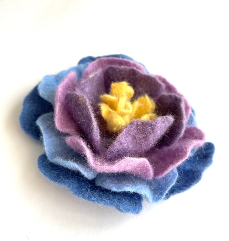 Felt Flower Pin Flower Brooch Handmade Item Merino Wool Jewelry Unusual Jeweller