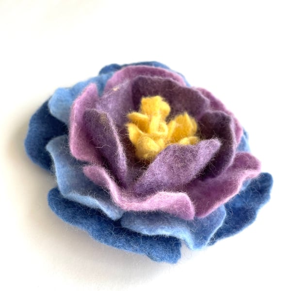 Felt Flower Pin Flower Brooch Handmade Item Merino Wool Jewelry Unusual Jeweller