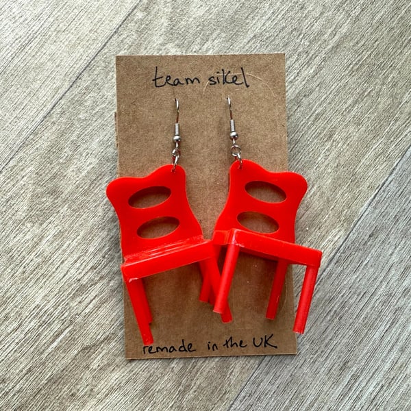 Matching Red Stacking Chair Earrings - Upcycled