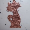 Cat in Etched Copper
