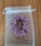 Handmade Dusky Pink Rose Satin Mini Scrunchie – Hair Accessory - Image 3