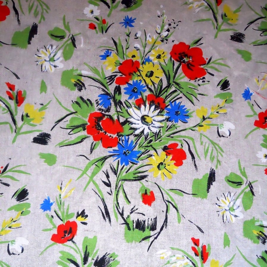 Classic French Bright Floral Wildflower Linen Vintage Fabric Lampshade option 