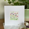 Card, hand painted flower card watercolour & ink flowers original art.
