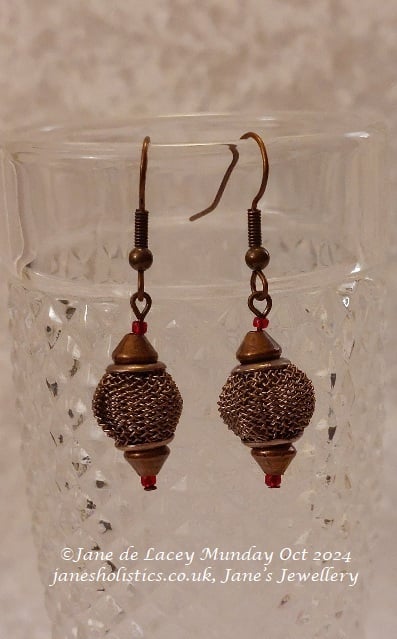 Copper Mesh Drop Earrings