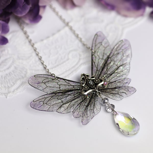 Fairy Wing Necklace - Fancy Bee Wing Pendant - Fairy Kei - Fairycore Gift
