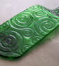 Handmade Fused Glass Recycled Wine Bottle Spiral Plate With Raised Neck Handle - Image 6