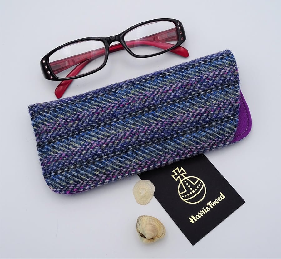 Harris Tweed eyeglasses case in multicolour herringbone