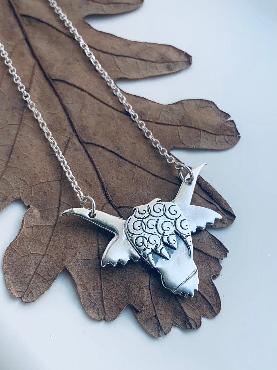 Recycled Sterling Silver Highland Cow Pendant