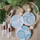 Clay oil diffusers hanging decorations blue set of 3 gift set home decor