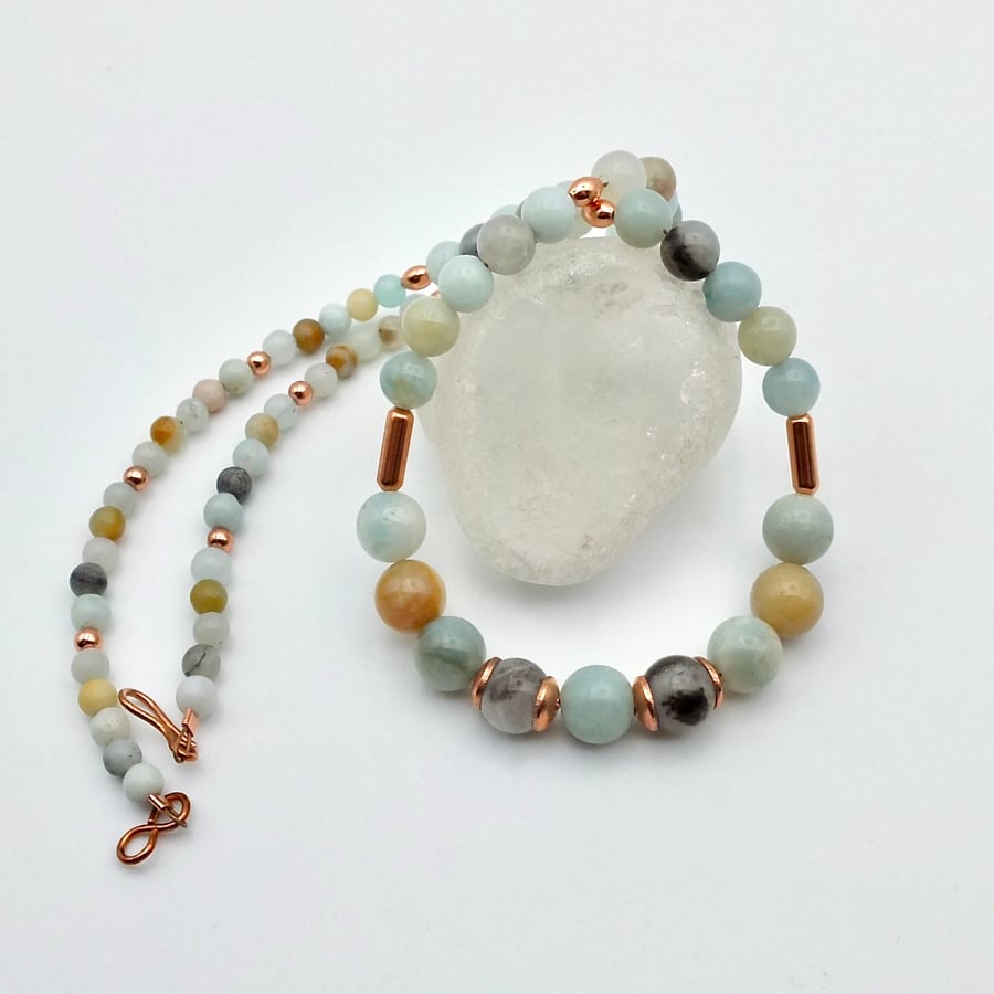 Amazonite & Copper Necklace, Birthday, Anniversary, Gemstone Jewellery Gift