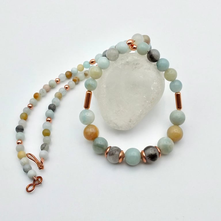 Amazonite & Copper Necklace, Birthday, Anniversary, Gemstone Jewellery Gift