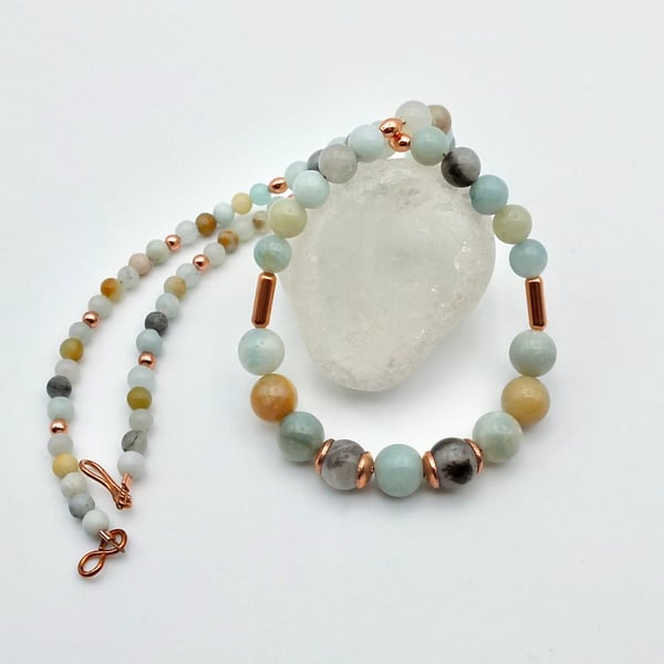 Amazonite & Copper Necklace, Birthday, Anniversary, Gemstone Jewellery Gift