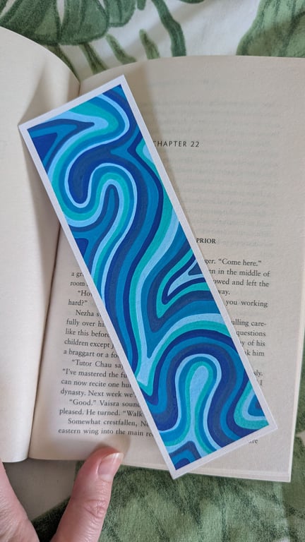 Handmade Blue Swirl Bookmark
