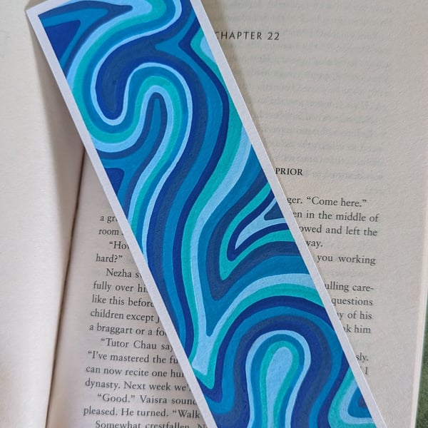Handmade Blue Swirl Bookmark