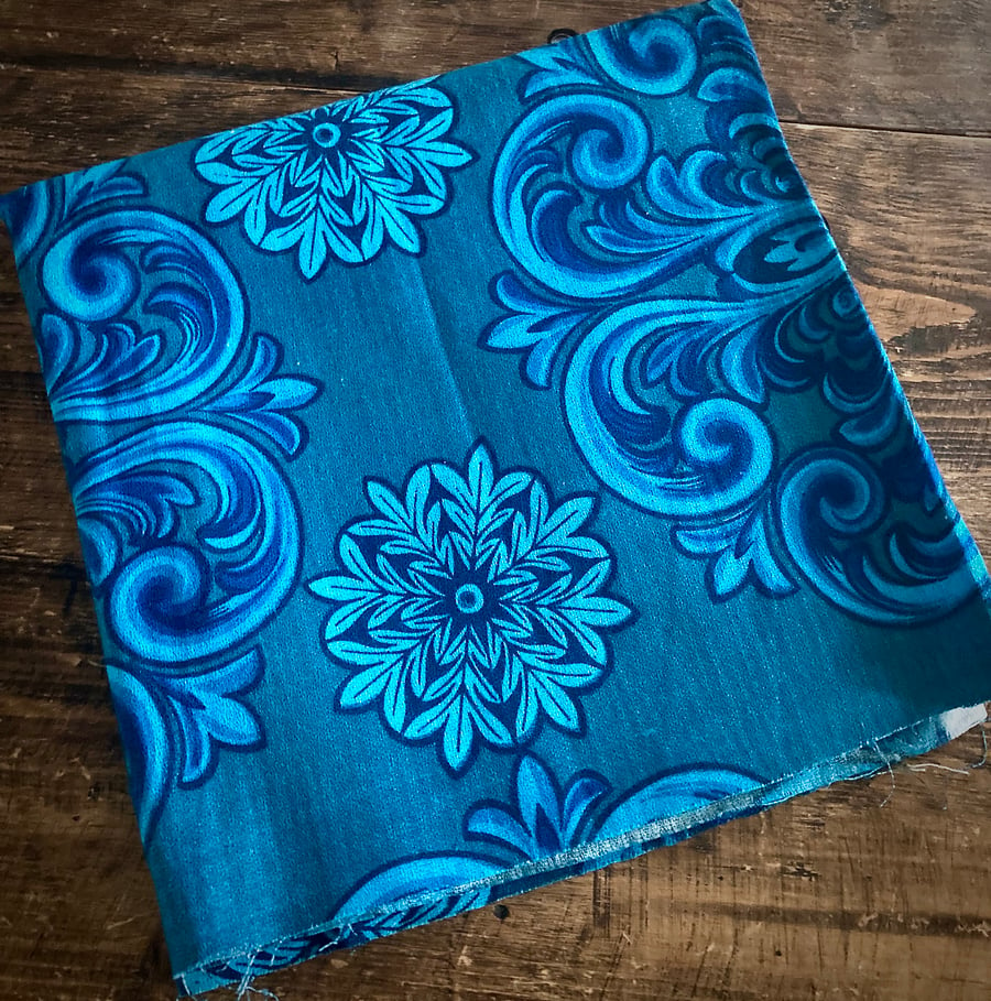 Vintage Blue Bark Cloth Fabric
