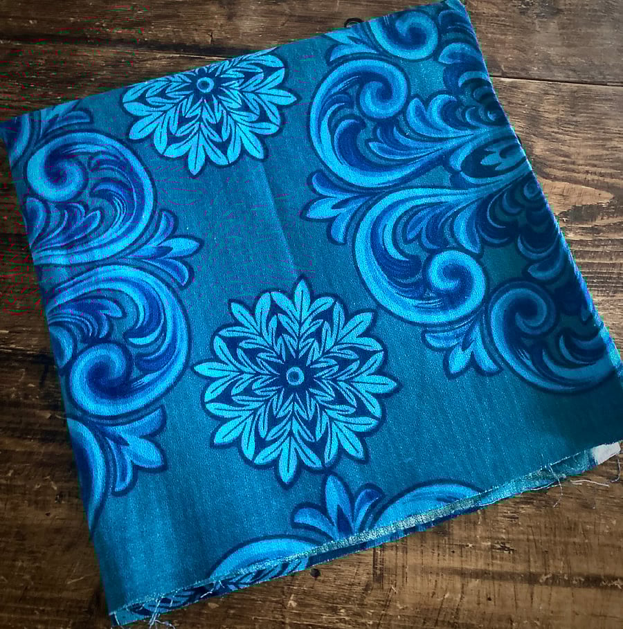 Vintage Blue Bark Cloth Fabric