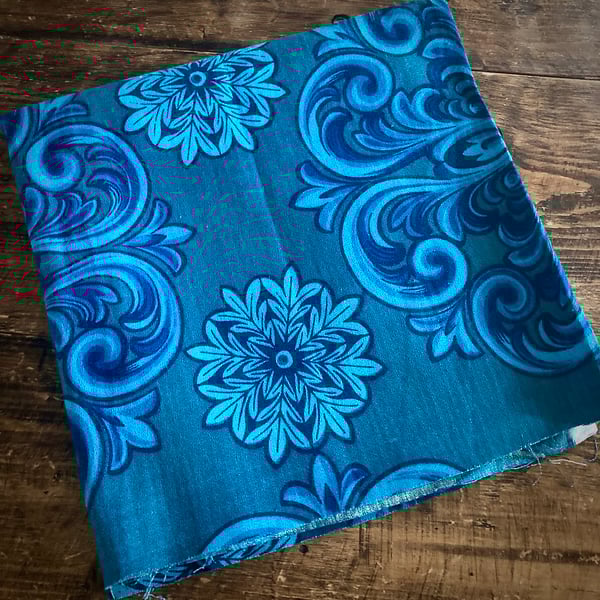 Vintage Blue Bark Cloth Fabric