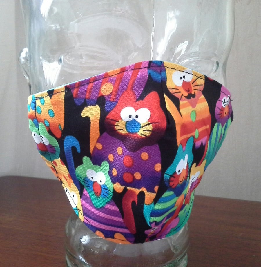 ADULT FREE SIZE 100% COTTON FACE MASK WITH EAR PROTECTOR BAND 