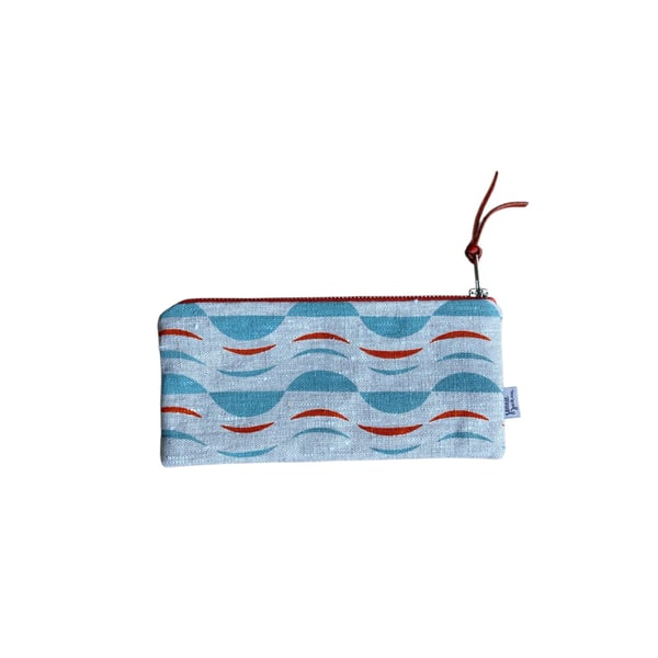 Hand screen printed pencil case - Maronti Powder blue