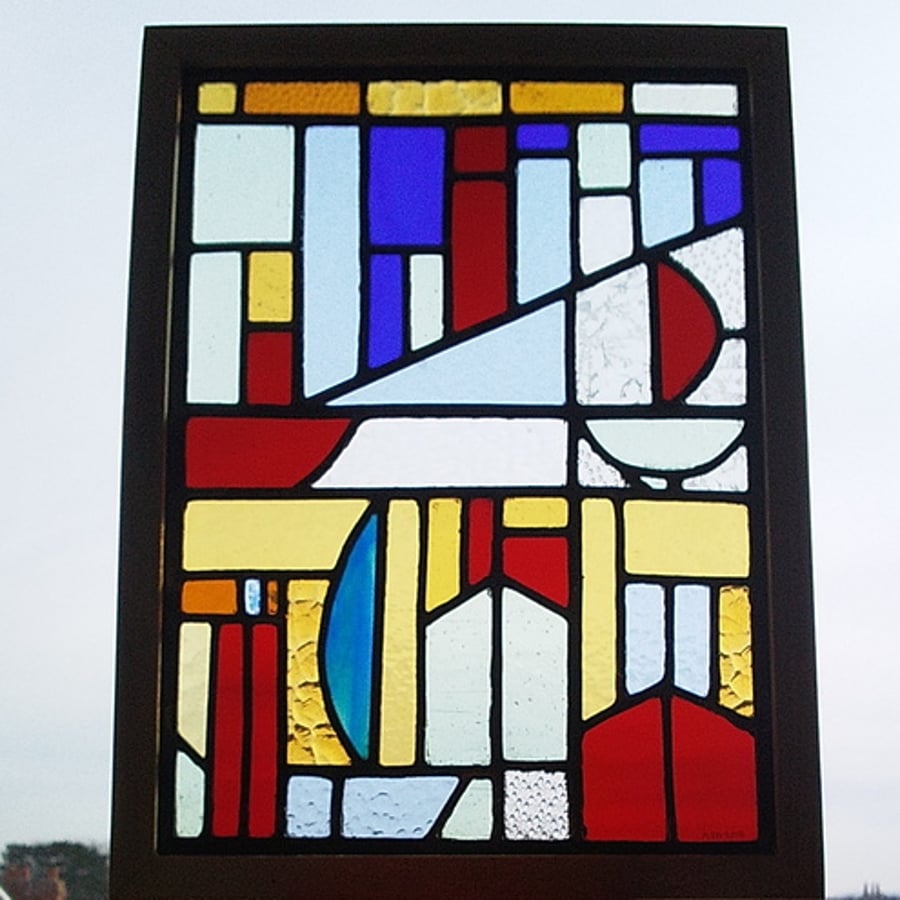 Boats in the Harbour, Stained Glass Panel