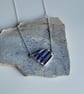 Blue Sea Glass Sterling Silver Necklace - Corrugated Triangle - Image 4