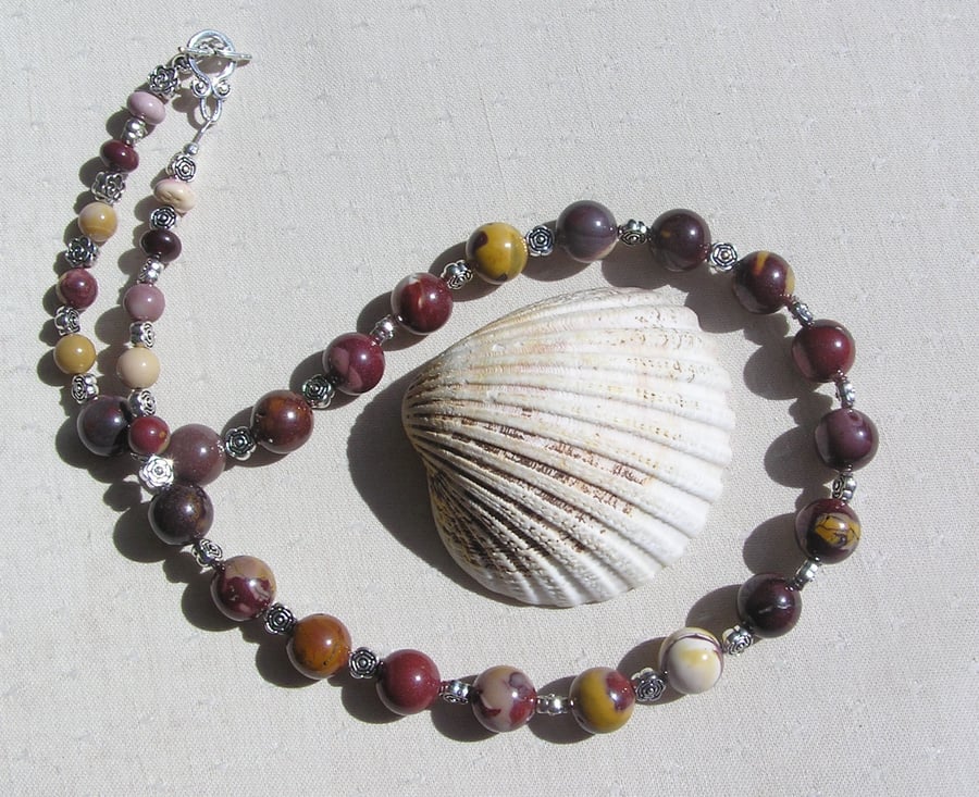 Mookaite Jasper Crystal Gemstone Statement Beaded Chunky Necklace