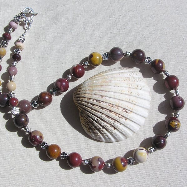 Mookaite Jasper Crystal Gemstone Statement Beaded Chunky Necklace