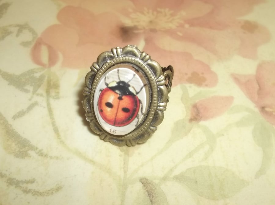 Victorian goth style ladybird ring