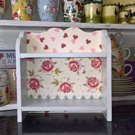 Shabby Chic Wooden Display Shelf  Unit  made using Emma Bridgewater Rose & Bee