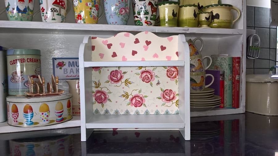 Shabby Chic Wooden Display Shelf  Unit  made using Emma Bridgewater Rose & Bee