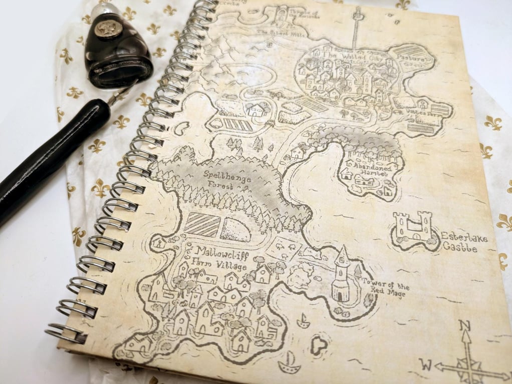 Fantasy Map Note Book with Dotted, Lined or Blank Paper