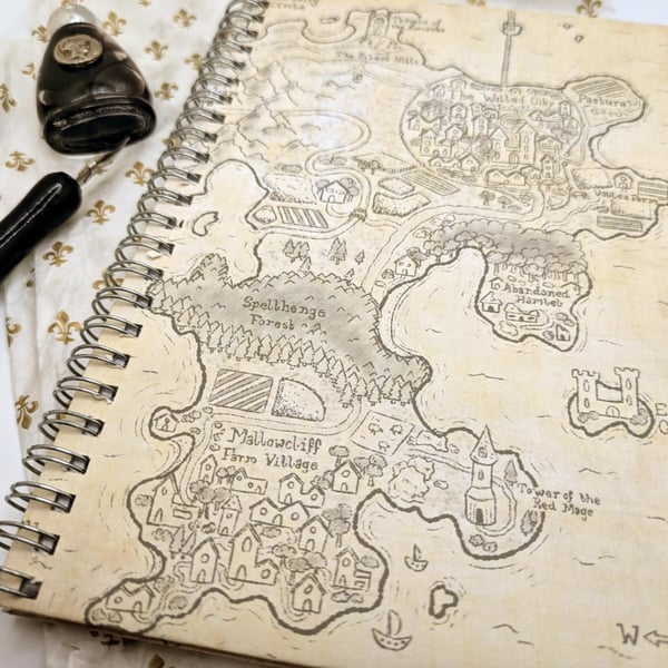 Fantasy Map Note Book with Dotted, Lined or Blank Paper