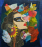 Female Portrait Painting Abstract Surreal Feminist Mixed Media Wall Decor - Image 4