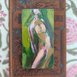 Semi abstract nude painting on wood. 