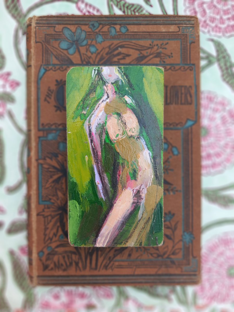 Semi abstract nude painting on wood. 