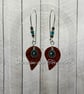 Handmade Wooden Leaf & Turquoise Howlite Earrings – Boho Nature Jewellery.
