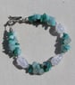 Amazonite & Crackled Clear Quartz Crystal Gemstone Bracelet "Amazon Dew" - Image 4