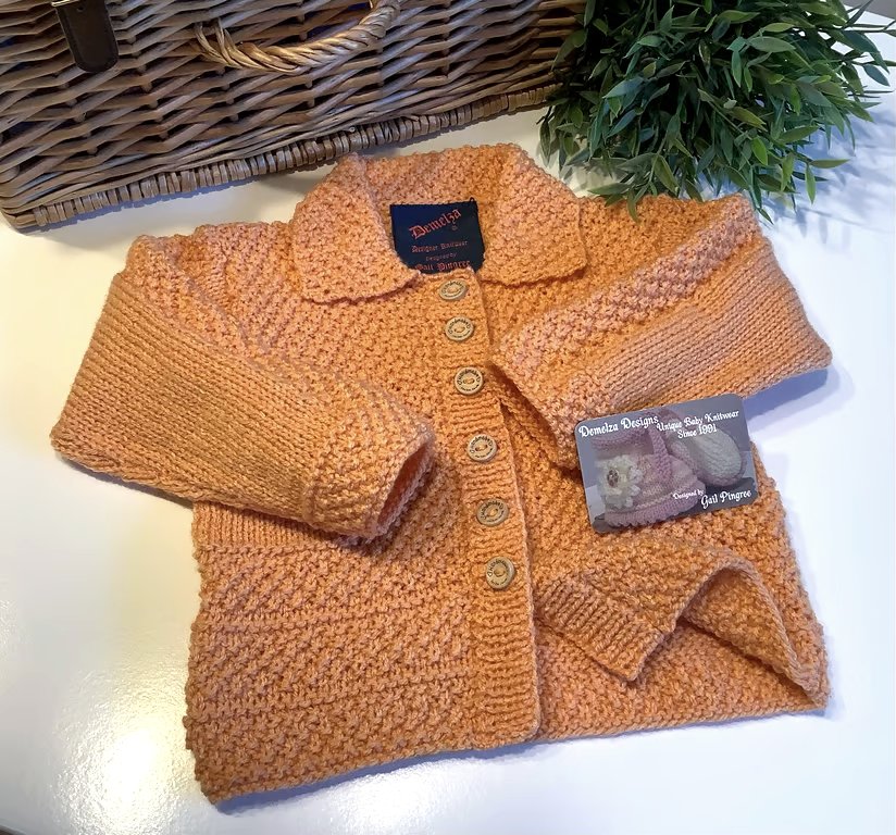Designer Textured Hand Knitted Long Length Cosy Cardigan 1- 2 years size