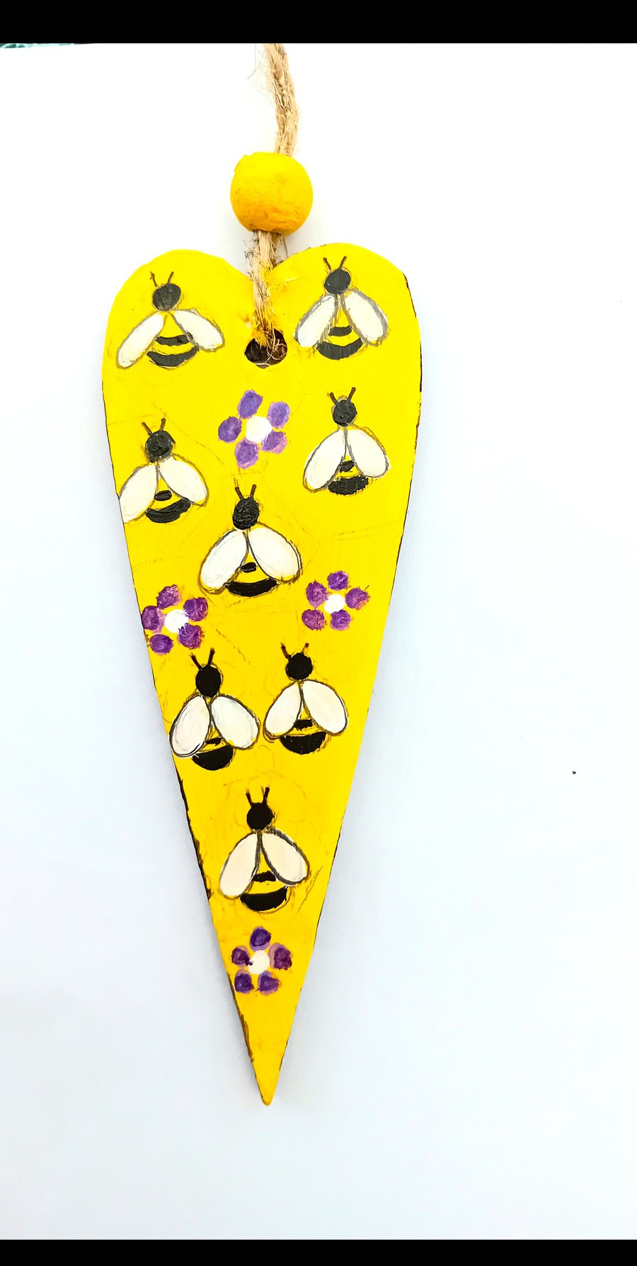 Bees and flowers cute little heart shape hand painted