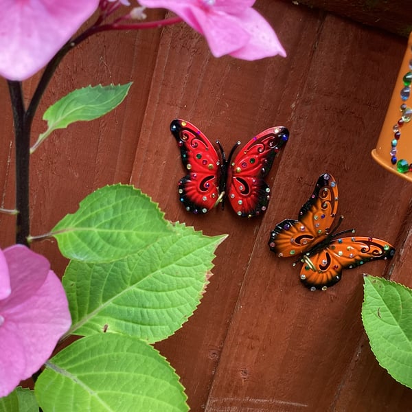 2 small butterfly garden, wall decoration
