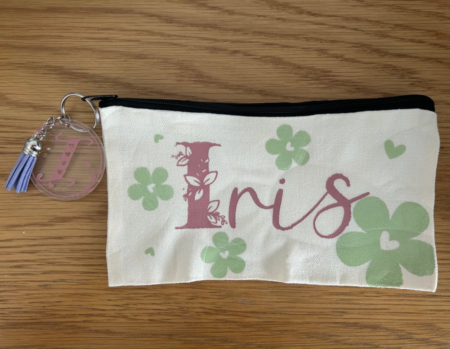 Personalised Pencil Case & Initial Key Ring