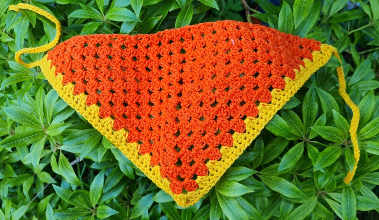 Orange and Yellow Crochet Bandana