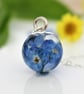 Forget me Not Real Flower Resin Orb Sphere Necklace