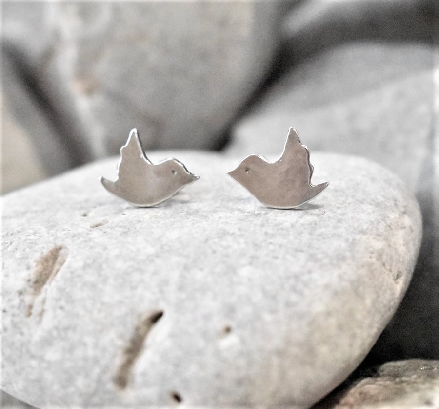 Bird Studs in Sterling Silver