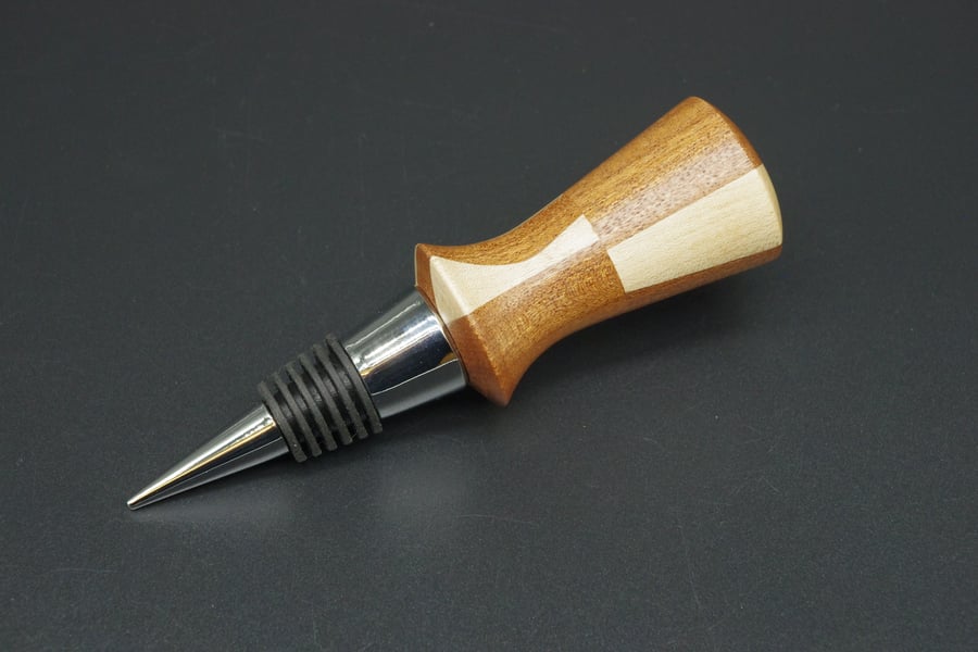 Hand Turned Wooden Bottle Stopper. Mixed Woods.