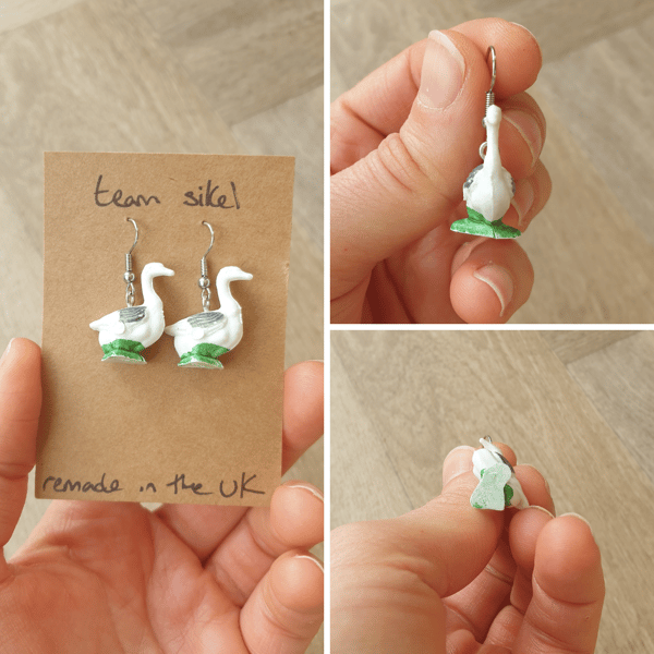 Goose Earrings - Upcycled Vintage Toys